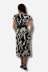 Modatalika Kadın Zebra Desen Asimetrik Kesim Yırtmaçlı  Kemer Detaylı Şık Elbise
