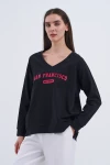 Trend Kadın Yeni SAN FRANCISCO yazılı sweatshirt ile şehir hayatının enerjisini üzerinizde taşıyın