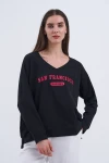 Trend Kadın Yeni SAN FRANCISCO yazılı sweatshirt ile şehir hayatının enerjisini üzerinizde taşıyın