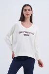 Trend Kadın Yeni SAN FRANCISCO yazılı sweatshirt ile şehir hayatının enerjisini üzerinizde taşıyın