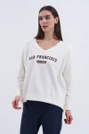 Trend Kadın Yeni SAN FRANCISCO yazılı sweatshirt ile şehir hayatının enerjisini üzerinizde taşıyın