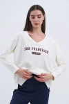 Trend Kadın Yeni SAN FRANCISCO yazılı sweatshirt ile şehir hayatının enerjisini üzerinizde taşıyın